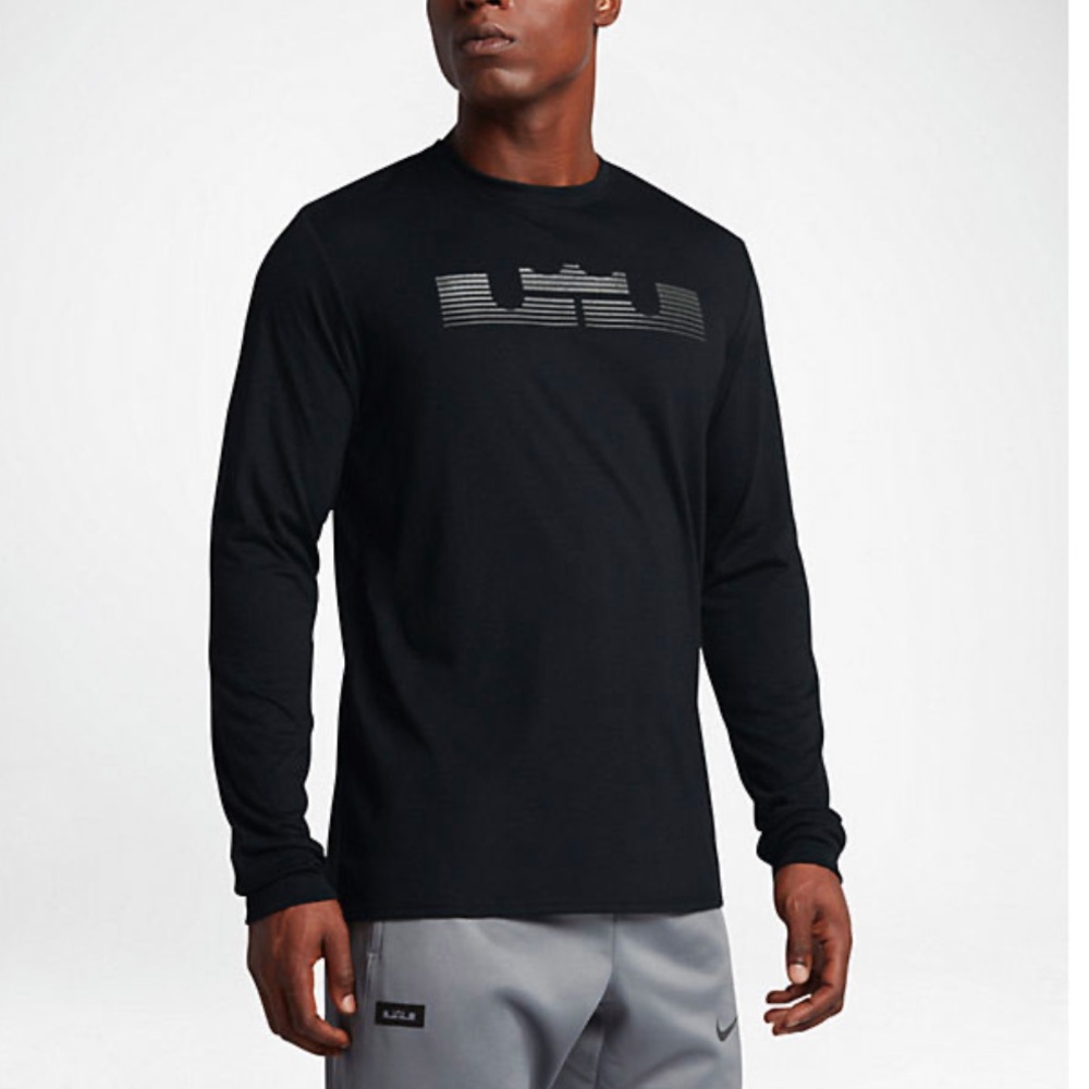 Men’s Nike Basketball Dri-Fit LeBron Long Sleeve Shirt Black Size Medium